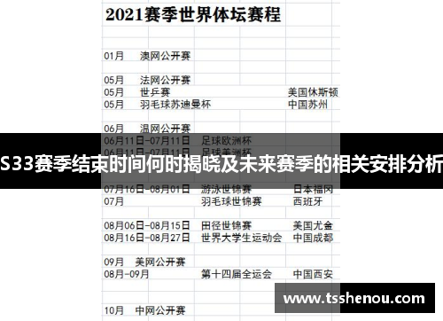 S33赛季结束时间何时揭晓及未来赛季的相关安排分析