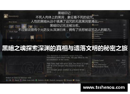 黑暗之魂探索深渊的真相与遗落文明的秘密之旅